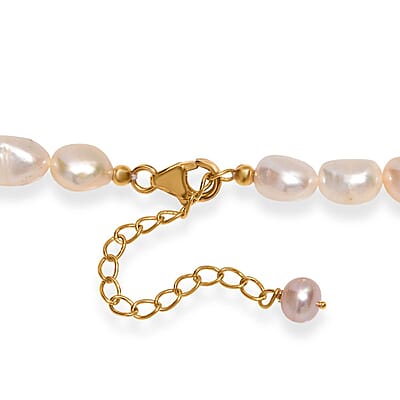 Pink Freshwater Pearl Golden Shoreline Necklace in 18K Vermeil Yellow Gold Over Sterling Silver 18 Inches
