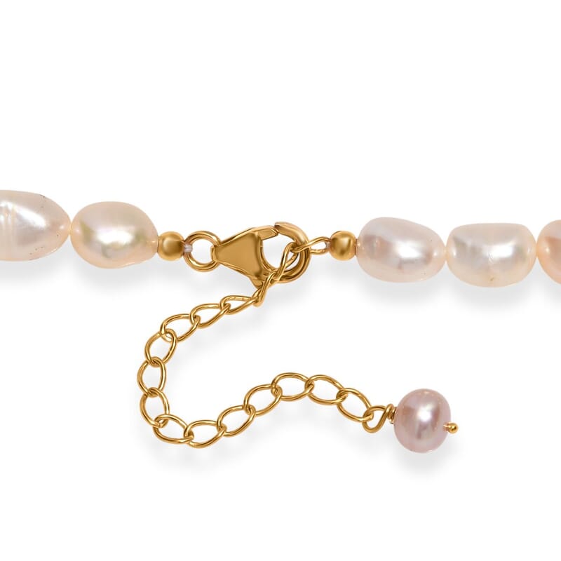 Pink Freshwater Pearl Golden Shoreline Necklace in 18K Vermeil Yellow Gold Over Sterling Silver 18 Inches