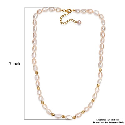 Pink Freshwater Pearl Golden Shoreline Necklace in 18K Vermeil Yellow Gold Over Sterling Silver 18 Inches
