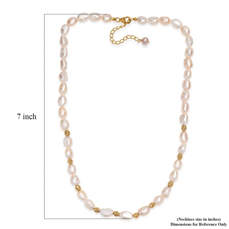 Pink Freshwater Pearl Golden Shoreline Necklace in 18K Vermeil Yellow Gold Over Sterling Silver 18 Inches