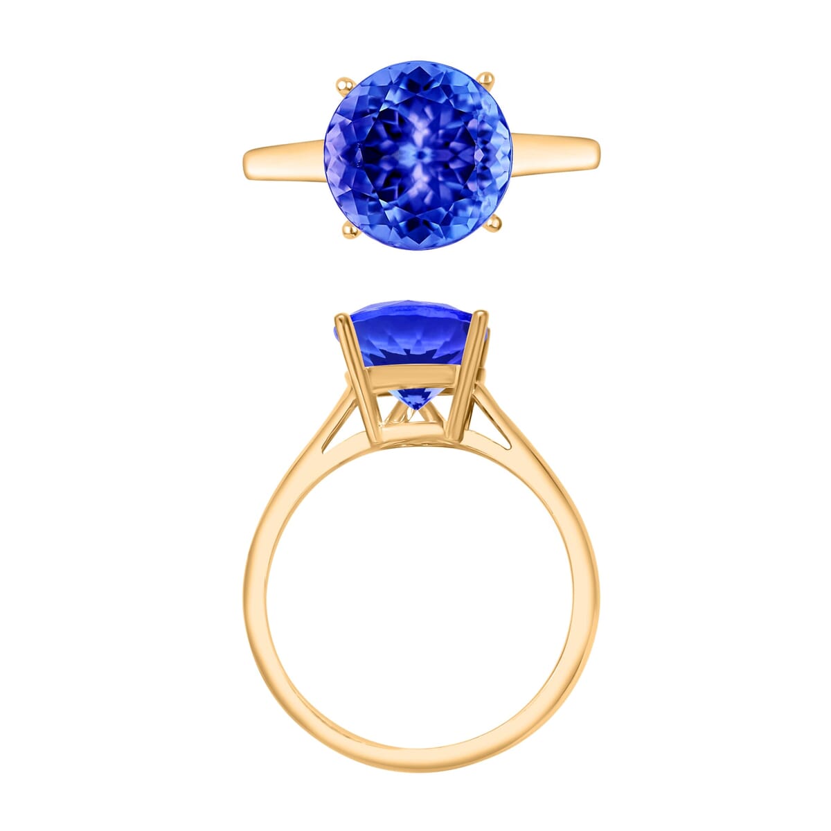 Rhapsody 18K Yellow Gold AAAA Tanzanite Solitaire Ring (Size 12.0) 5.50 Grams 3.70 ctw image number 3