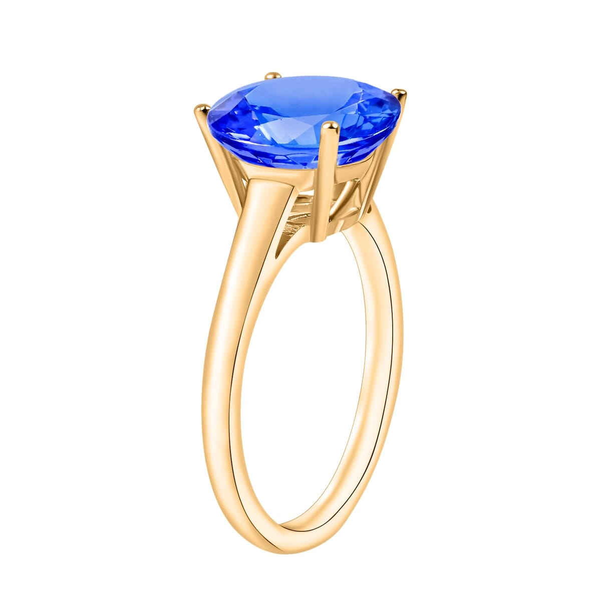 Rhapsody 18K Yellow Gold AAAA Tanzanite Solitaire Ring (Size 7.5) 5.50 Grams 3.70 ctw image number 2