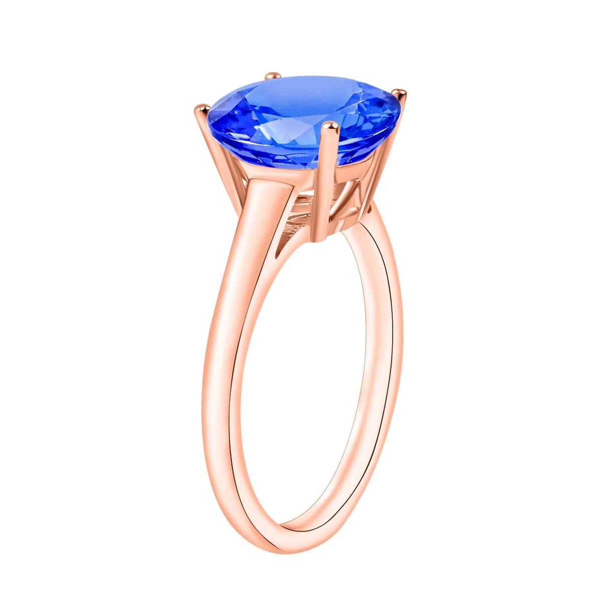 Rhapsody 18K Rose Gold AAAA Tanzanite Solitaire Ring (Size 4.0) 5.50 Grams 3.70 ctw image number 2