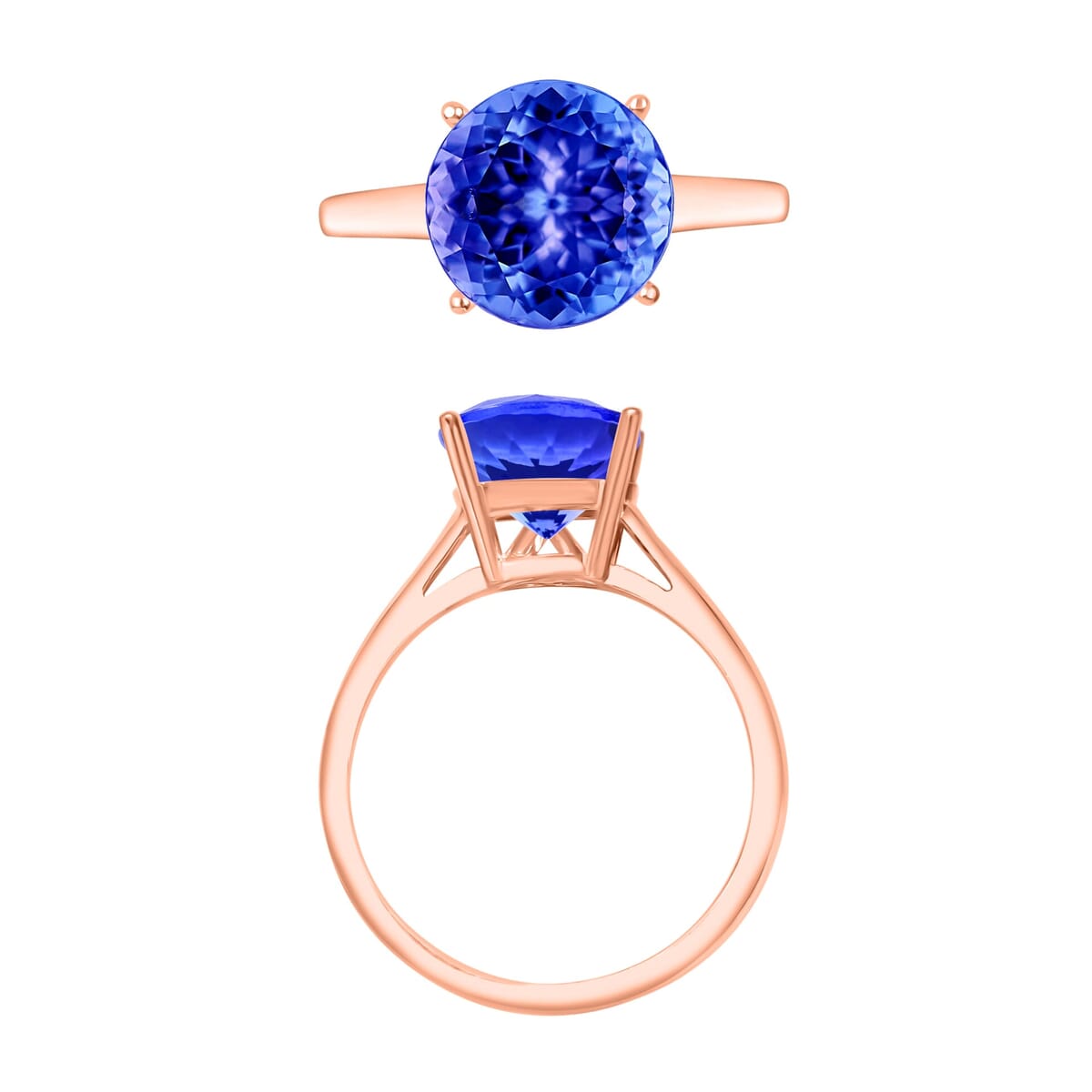 Rhapsody 18K Rose Gold AAAA Tanzanite Solitaire Ring (Size 8.0) 5.50 Grams 3.70 ctw image number 3