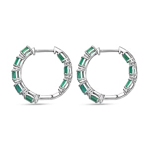 D'Joy Premium Kagem Zambian Emerald and Moissanite 4.00 ctw Earrings in Rhodium Over Sterling Silver