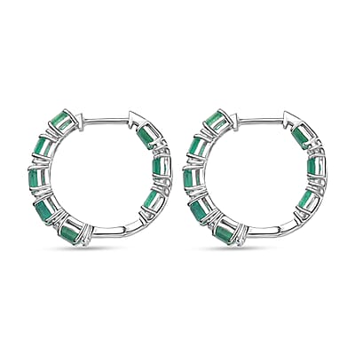 D'Joy Premium Kagem Zambian Emerald and Moissanite 4.00 ctw Earrings in Rhodium Over Sterling Silver