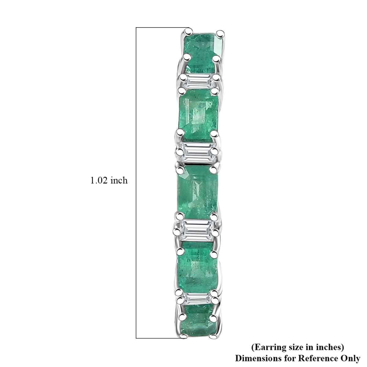 D'Joy Premium Kagem Zambian Emerald and Moissanite 4.00 ctw Earrings in Rhodium Over Sterling Silver image number 4