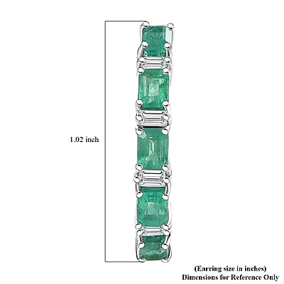 D'Joy Premium Kagem Zambian Emerald and Moissanite 4.00 ctw Earrings in Rhodium Over Sterling Silver