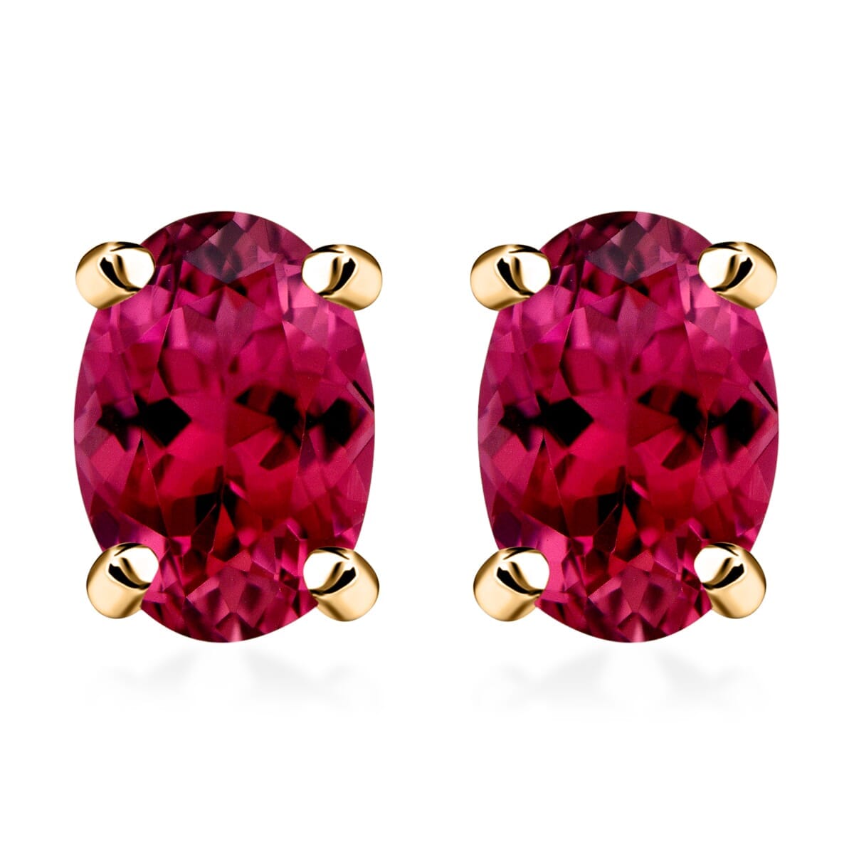 Rhapsody Premium Ouro Fino Rubellite 1.30 ctw Solitaire Stud Earrings in 18K Yellow Gold image number 0