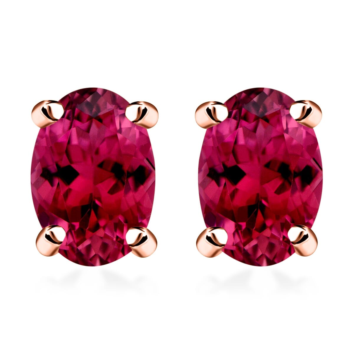 Rhapsody Premium Ouro Fino Rubellite 1.30 ctw Solitaire Stud Earrings in 18K Rose Gold image number 0