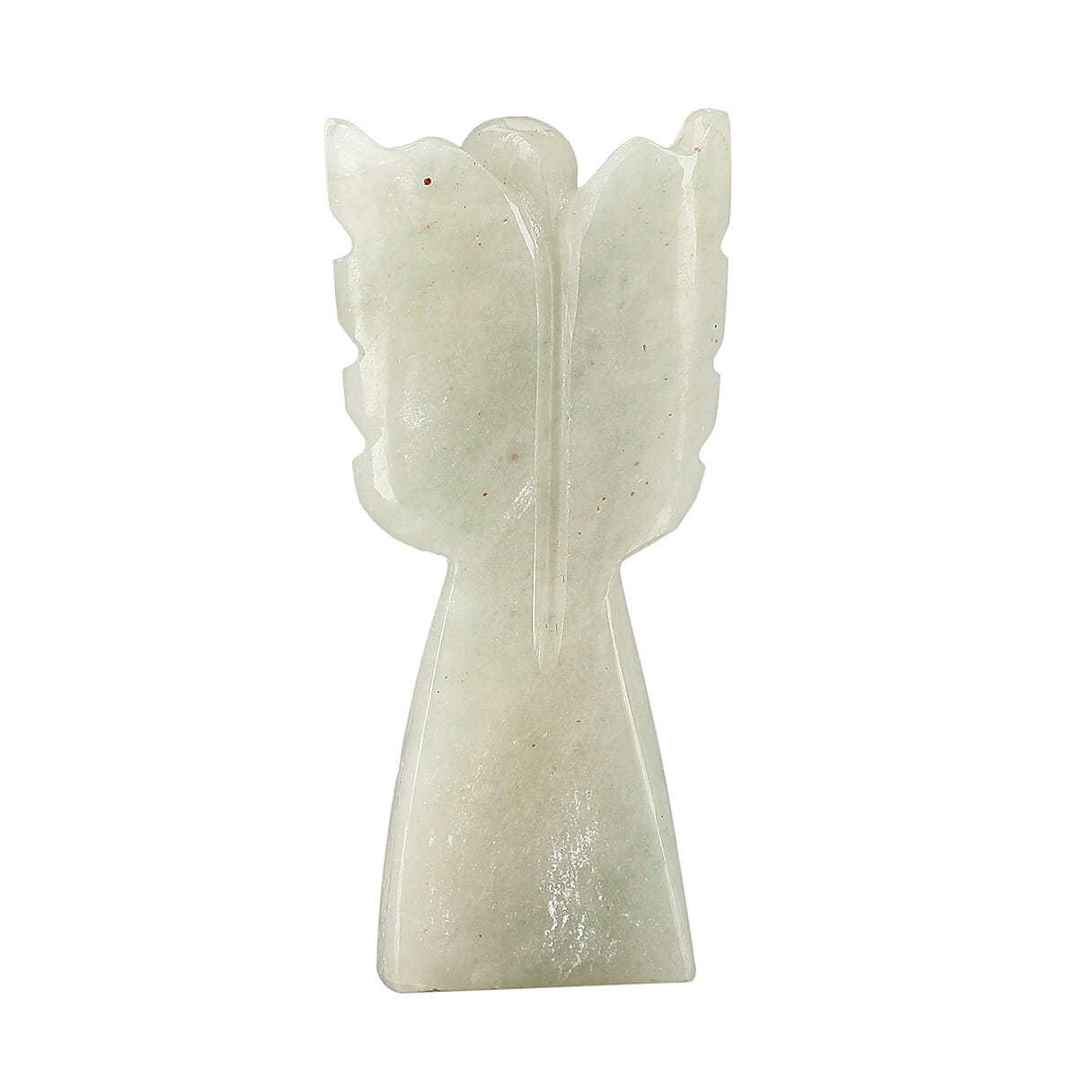 2pc Green Aventurine Gemstone Angel with Matching Cross Pendant Necklace (24-26 Inches) in Silvertone image number 3