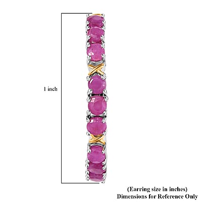Ruby 3.30 ctw Hoop Earrings 18K YG Plated and Platinum Bond