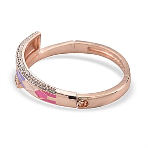 Austrian Crystal Enameled Bangle Bracelet in Rosetone (7.50 In)