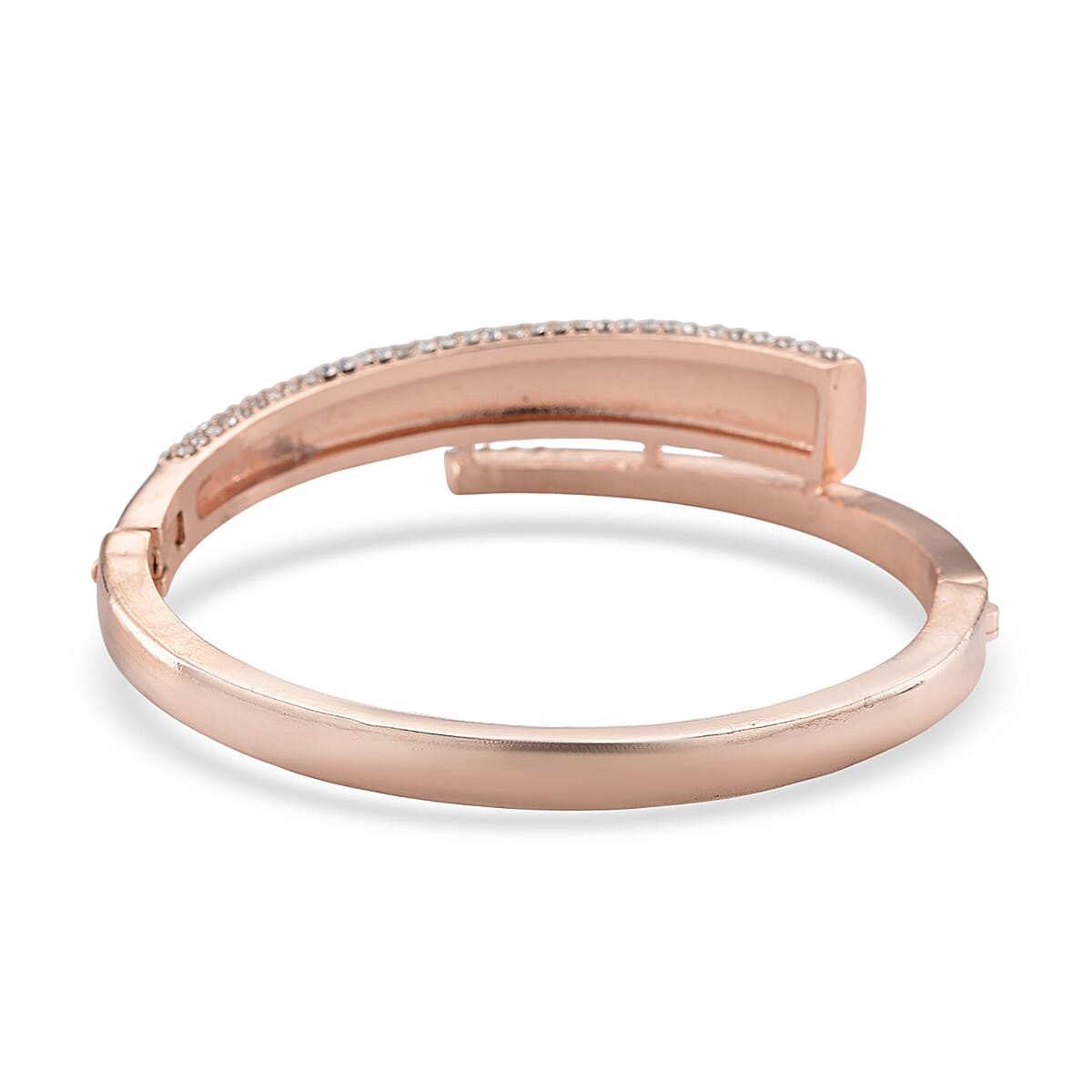 Austrian Crystal Enameled Bangle Bracelet in Rosetone (7.50 In) image number 3
