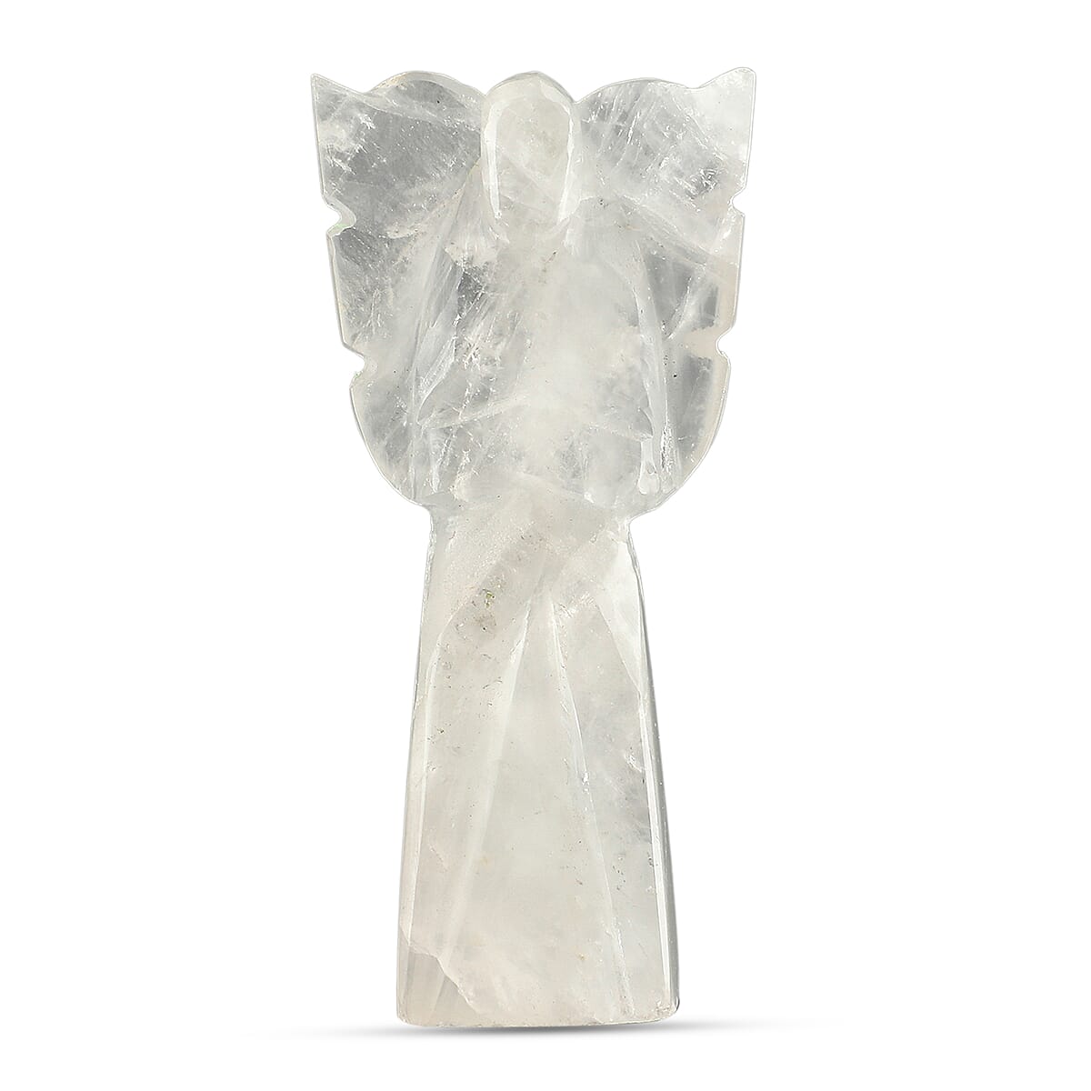2pc Clear Quartz Gemstone Angel with Matching Cross Pendant Necklace (24-26 Inches) in Silvertone image number 2