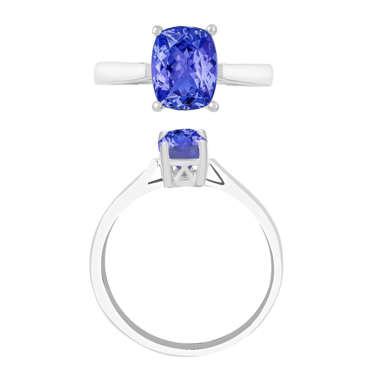 Rhapsody 18K White Gold AAAA Tanzanite Solitaire Ring (Size 8.5) 5.50 Grams 1.40 ctw image number 3