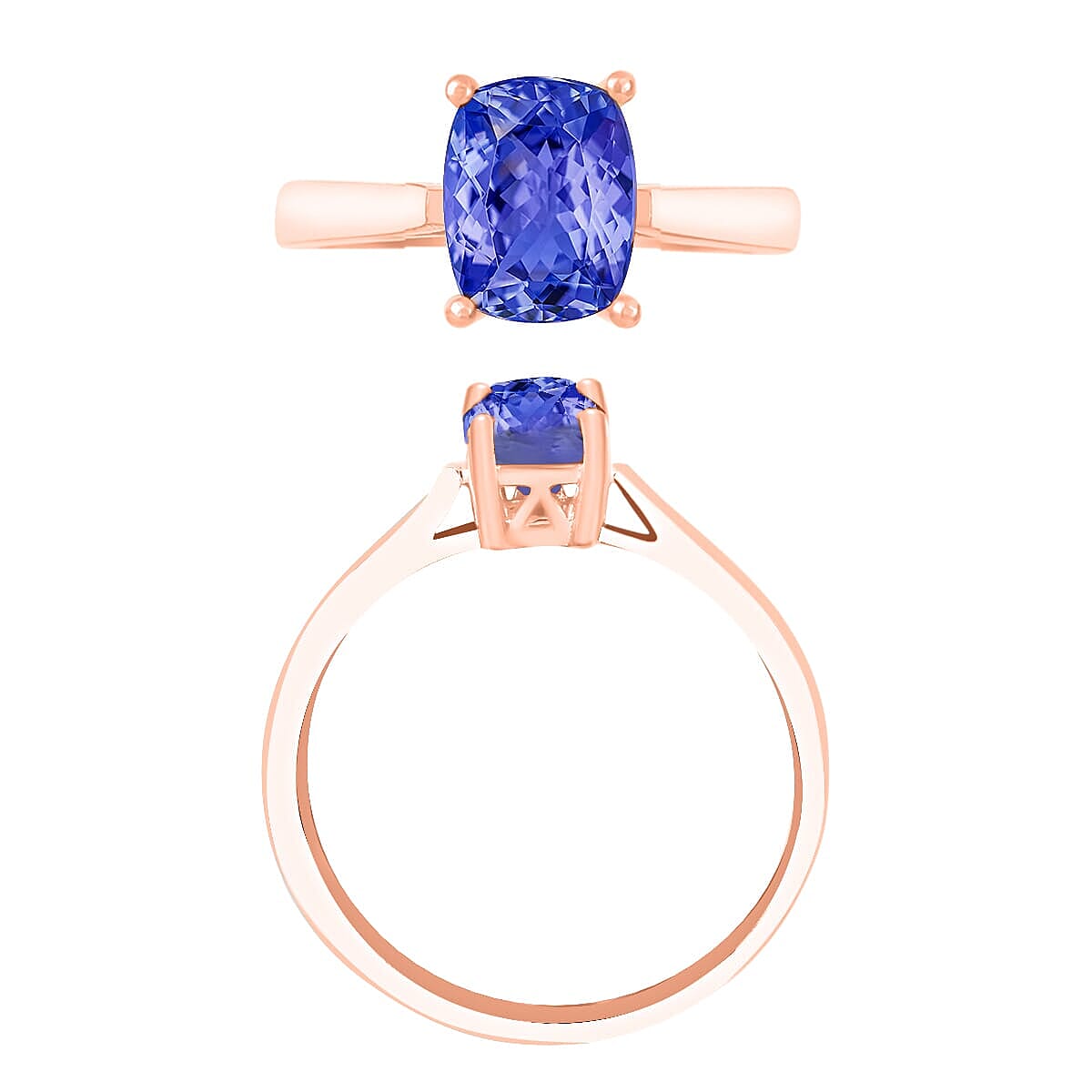 Rhapsody AAAA Tanzanite 1.40 ctw Solitaire Ring in 18K Rose Gold (Size 4.0) 5.50 Grams image number 3