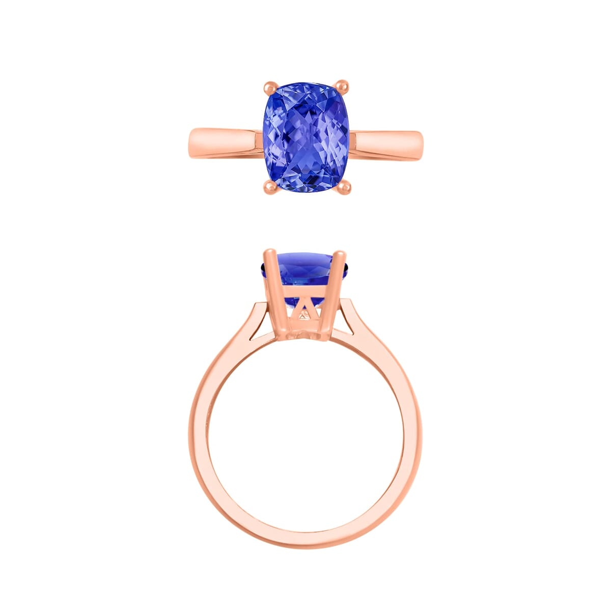 Rhapsody AAAA Tanzanite 1.40 ctw Solitaire Ring in 18K Rose Gold (Size 5.0) 5.50 Grams image number 3