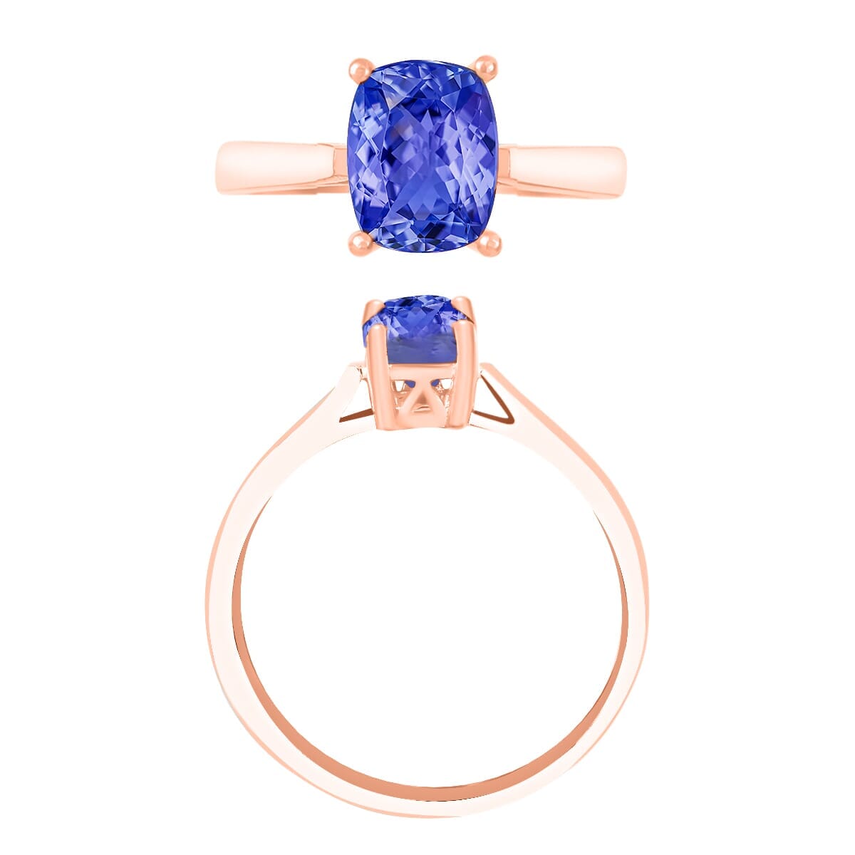 Rhapsody AAAA Tanzanite 1.40 ctw Solitaire Ring in 18K Rose Gold (Size 7.0) 5.50 Grams image number 3