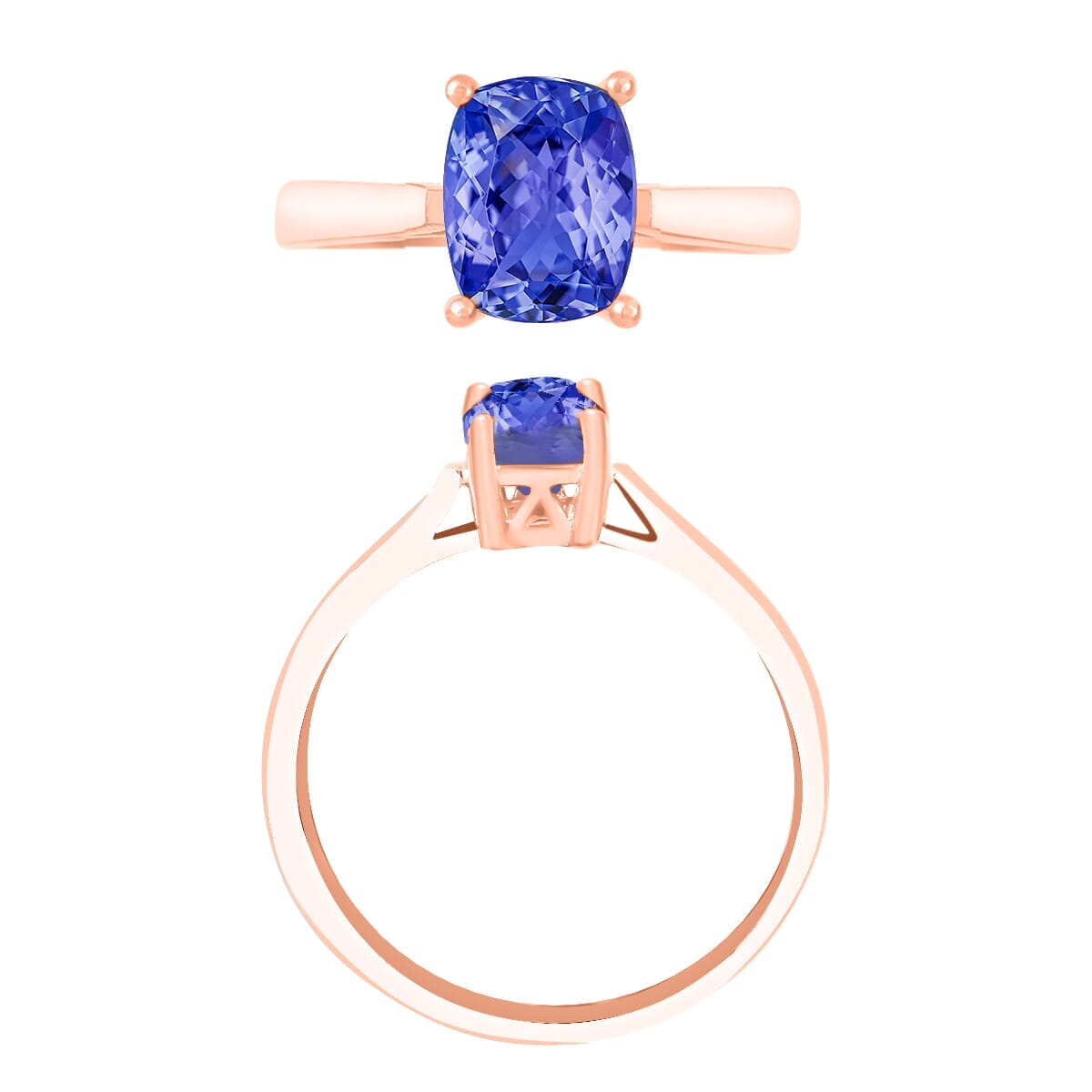 Rhapsody AAAA Tanzanite 1.40 ctw Solitaire Ring in 18K Rose Gold (Size 8.0) 5.50 Grams image number 3