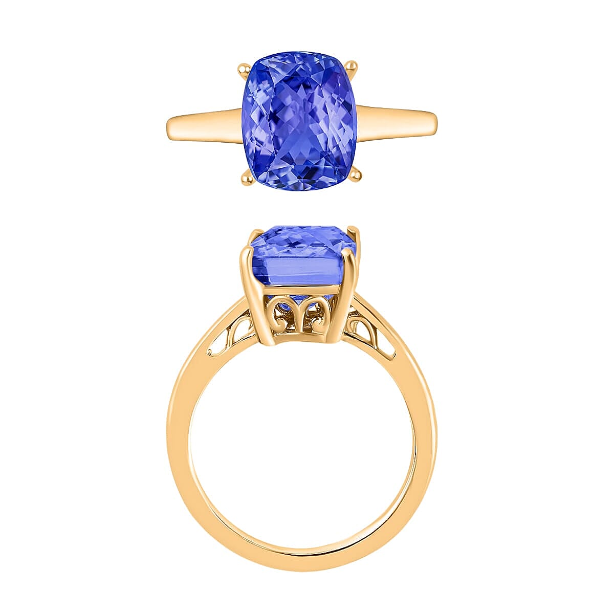 Rhapsody 18K Yellow Gold AAAA Tanzanite Solitaire Ring (Size 4.0) 5.50 Grams 5.00 ctw (Del. in 10-12 Days) image number 3