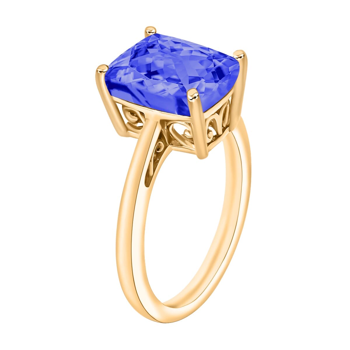 Rhapsody 18K Yellow Gold AAAA Tanzanite Solitaire Ring (Size 4.5) 5.50 Grams 5.00 ctw image number 2