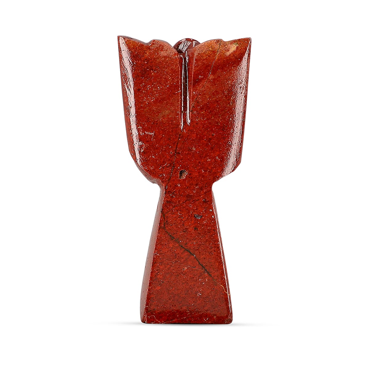 2pc Red Jasper Gemstone Angel with Matching Cross Pendant Necklace (24-26 Inches) in Silvertone image number 3