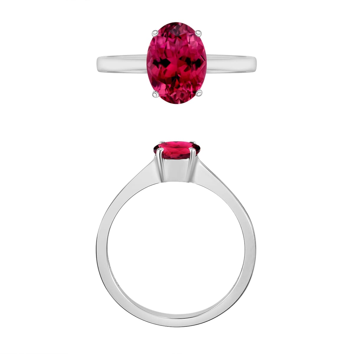 Rhapsody 18K White Gold AAAA Ouro Fino Rubellite Solitaire Ring (Size 11.5) 5.50 Grams 1.30 ctw image number 3