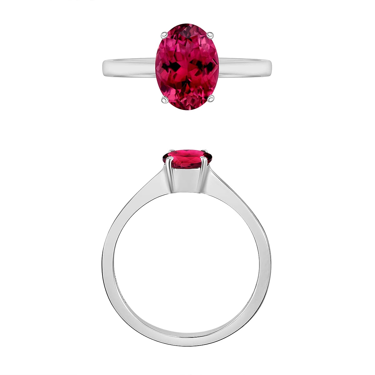 Rhapsody 18K White Gold AAAA Ouro Fino Rubellite Solitaire Ring (Size 4.0) 5.50 Grams 1.30 ctw image number 3