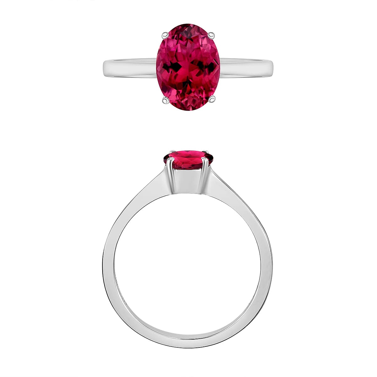 Rhapsody 18K White Gold AAAA Ouro Fino Rubellite Solitaire Ring (Size 5.0) 5.50 Grams 1.30 ctw image number 3