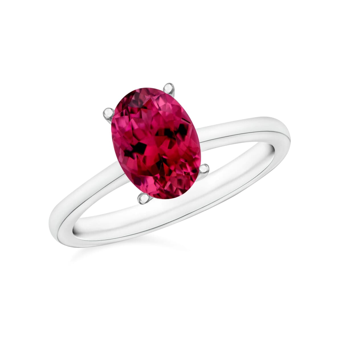 Rhapsody 18K White Gold AAAA Ouro Fino Rubellite Solitaire Ring (Size 7.5) 5.50 Grams 1.30 ctw image number 0