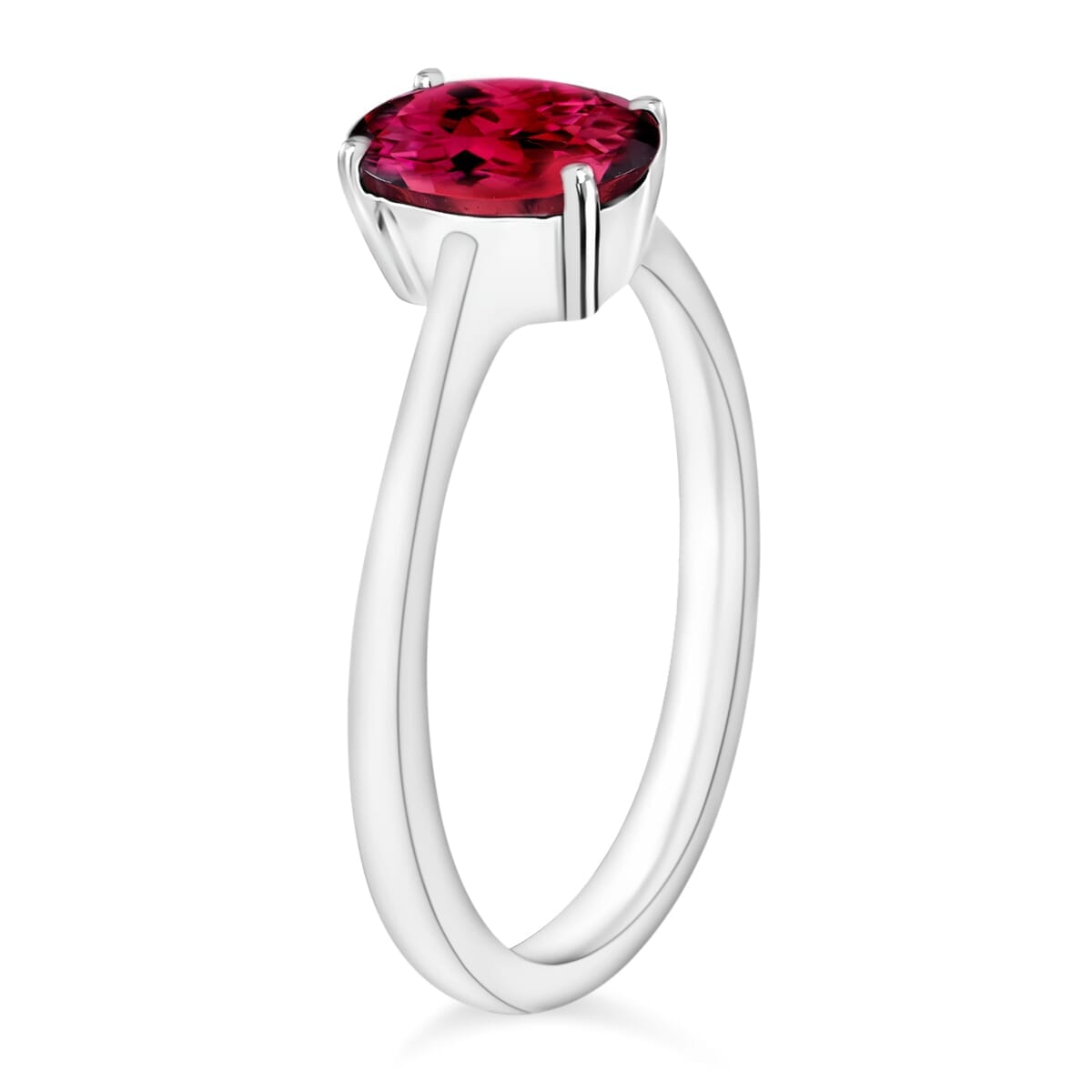 Rhapsody 18K White Gold AAAA Ouro Fino Rubellite Solitaire Ring (Size 7.5) 5.50 Grams 1.30 ctw image number 2