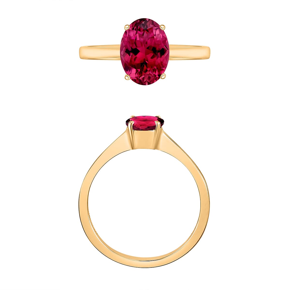 Rhapsody 18K Yellow Gold AAAA Ouro Fino Rubellite Solitaire Ring (Size 10.0) 5.50 Grams 1.30 ctw image number 3