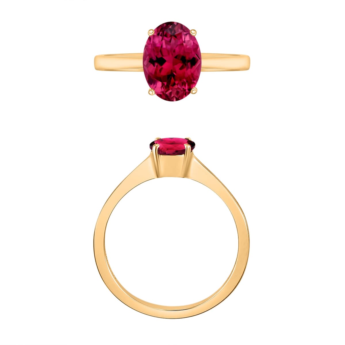 Rhapsody 18K Yellow Gold AAAA Ouro Fino Rubellite Solitaire Ring (Size 7.5) 5.50 Grams 1.30 ctw image number 3