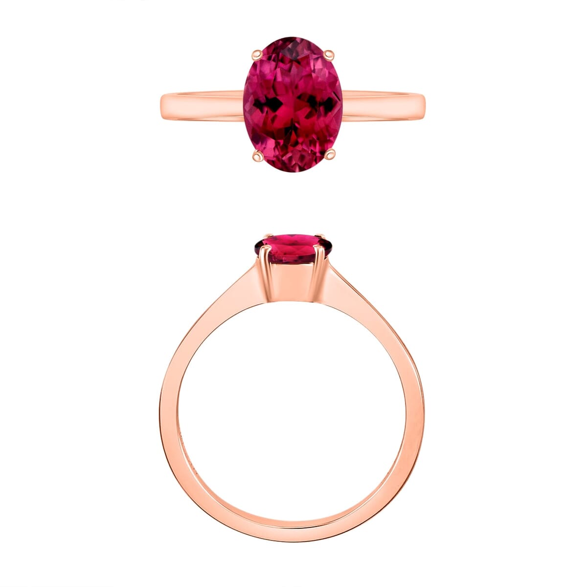 Rhapsody 18K Rose Gold AAAA Ouro Fino Rubellite Solitaire Ring (Size 4.0) 5.50 Grams 1.30 ctw image number 3