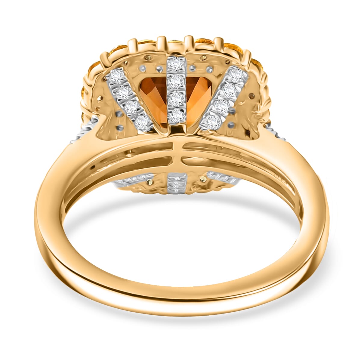 D'Joy AAA Golden Turkizite and Multi Gemstone 3.25 ctw Solar Blaze Ring in 18K Vermeil Yellow Gold Over Sterling Silver (Size 5.0) image number 4