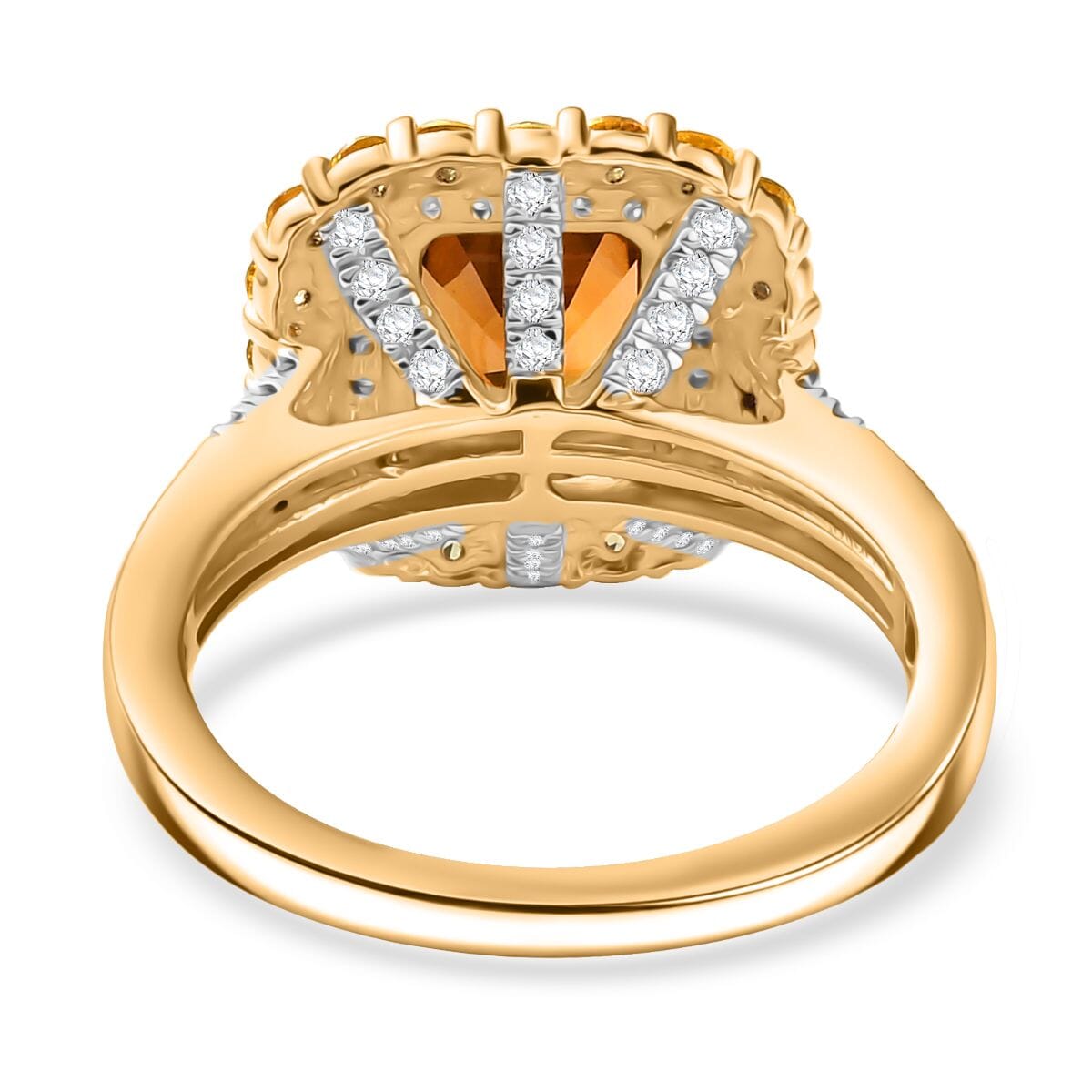 D'Joy AAA Golden Turkizite and Multi Gemstone 3.25 ctw Solar Blaze Ring in 18K Vermeil Yellow Gold Over Sterling Silver (Size 7.0) image number 4