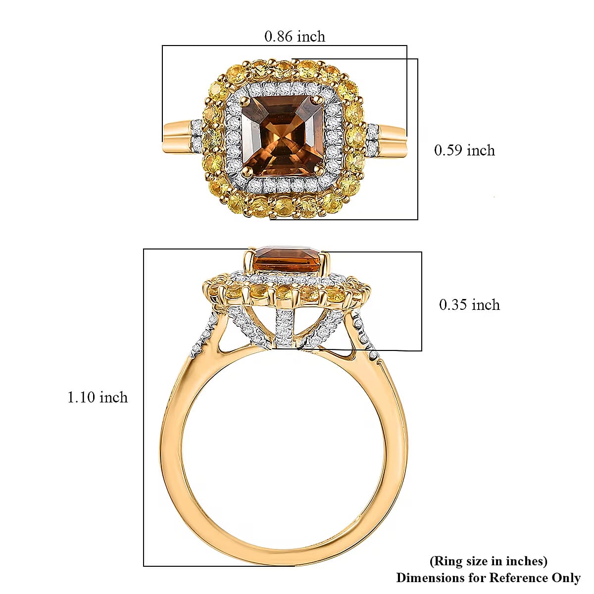 D'Joy AAA Golden Turkizite and Multi Gemstone 3.25 ctw Solar Blaze Ring in 18K Vermeil Yellow Gold Over Sterling Silver (Size 8.0) image number 6