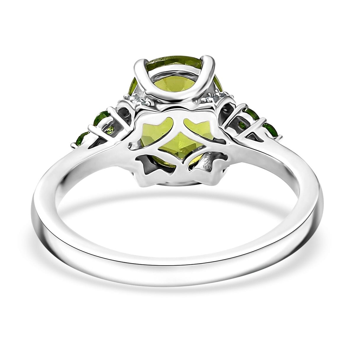 D'Joy Peridot and Multi Gemstone 3.25 ctw Landscape Ring in Rhodium Over Sterling Silver (Size 10.0) image number 4