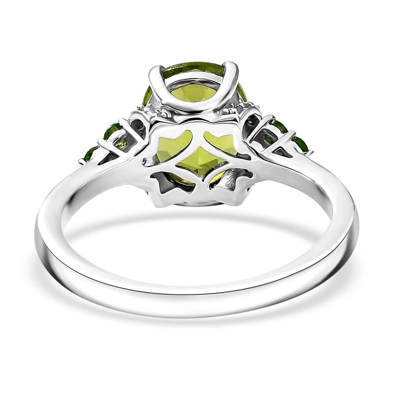 D'Joy Peridot and Multi Gemstone 3.25 ctw Landscape Ring in Rhodium Over Sterling Silver (Size 10.0)