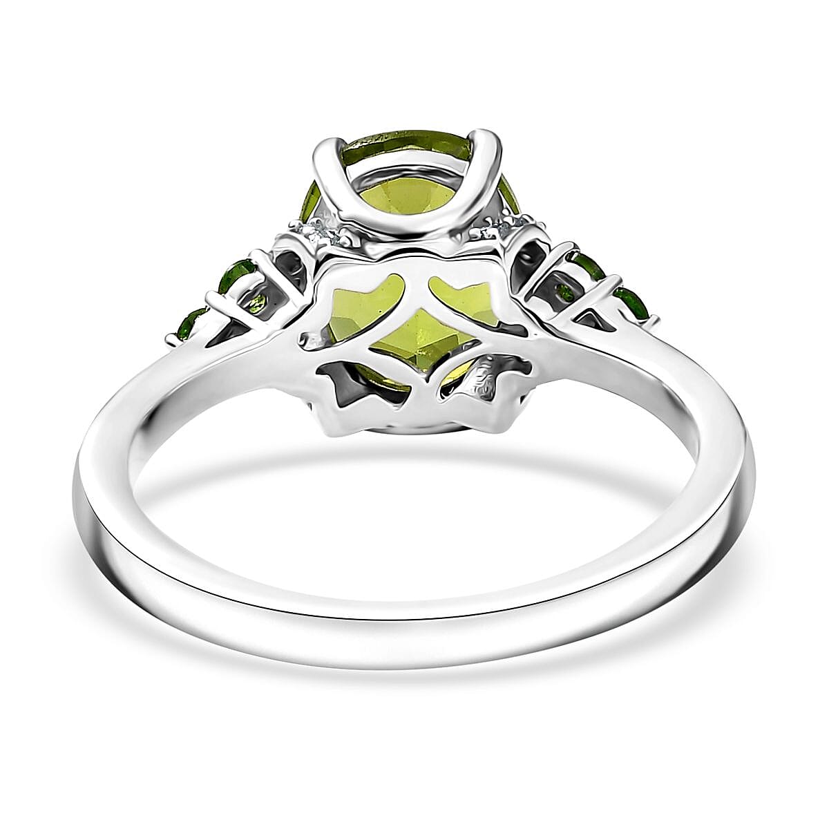 D'Joy Peridot and Multi Gemstone 3.25 ctw Landscape Ring in Rhodium Over Sterling Silver (Size 8.0) image number 4