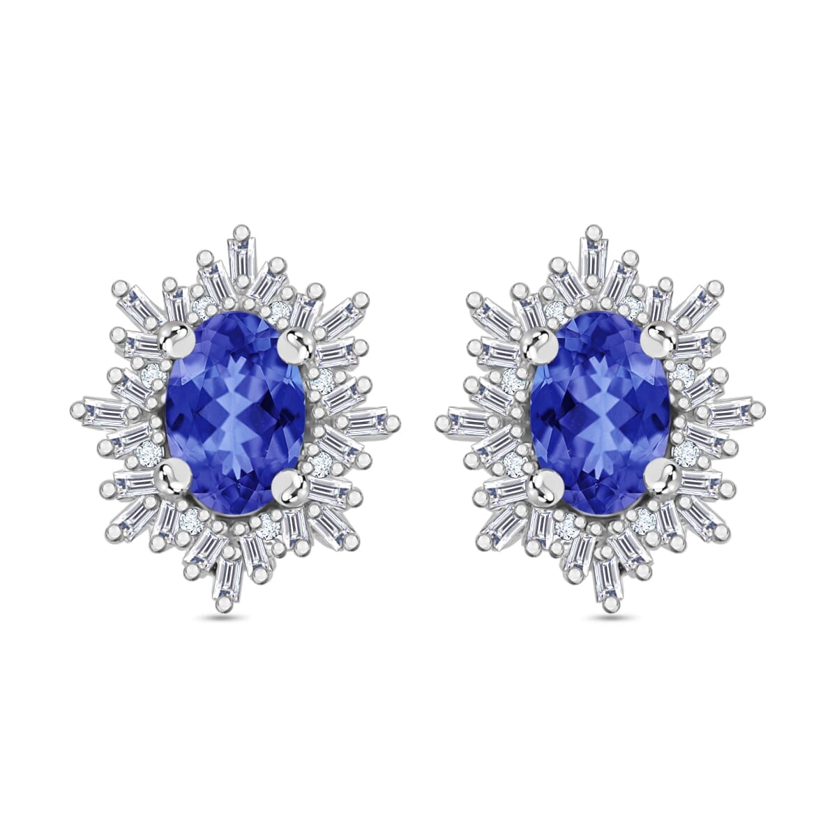 Rhapsody AAAA Tanzanite and E-F VS2 Diamond 1.20 ctw Stud Earrings in 18K White Gold image number 0