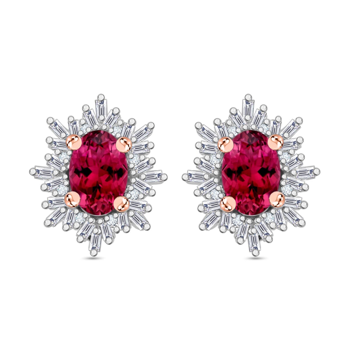 Rhapsody AAAA Ouro Fino Rubellite and E-F VS2 Diamond 1.55 ctw Stud Earrings in 18K Rose Gold image number 0