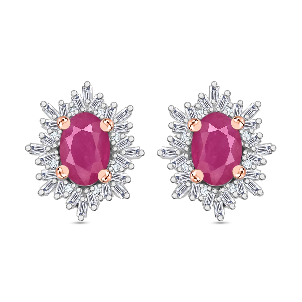 Rhapsody AAAA Mozambique Ruby and E-F VS2 Diamond 1.40 ctw Stud Earrings in 18K Rose Gold image number 0