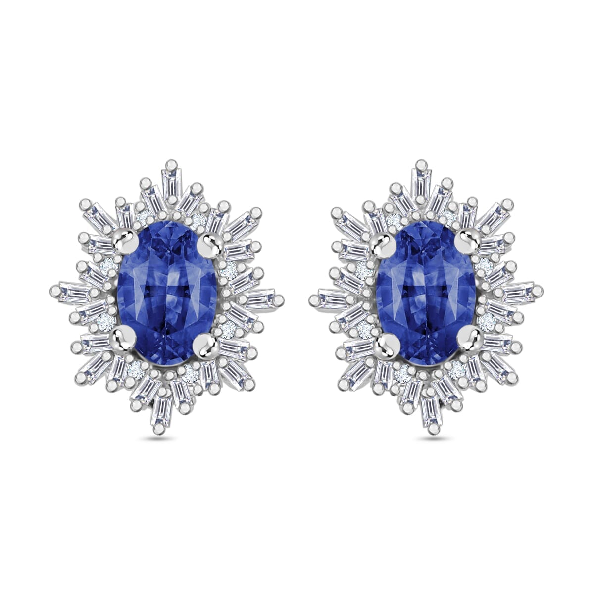 Rhapsody AAAA Ceylon Blue Sapphire and E-F VS2 Diamond 1.35 ctw Stud Earrings in 18K White Gold image number 0