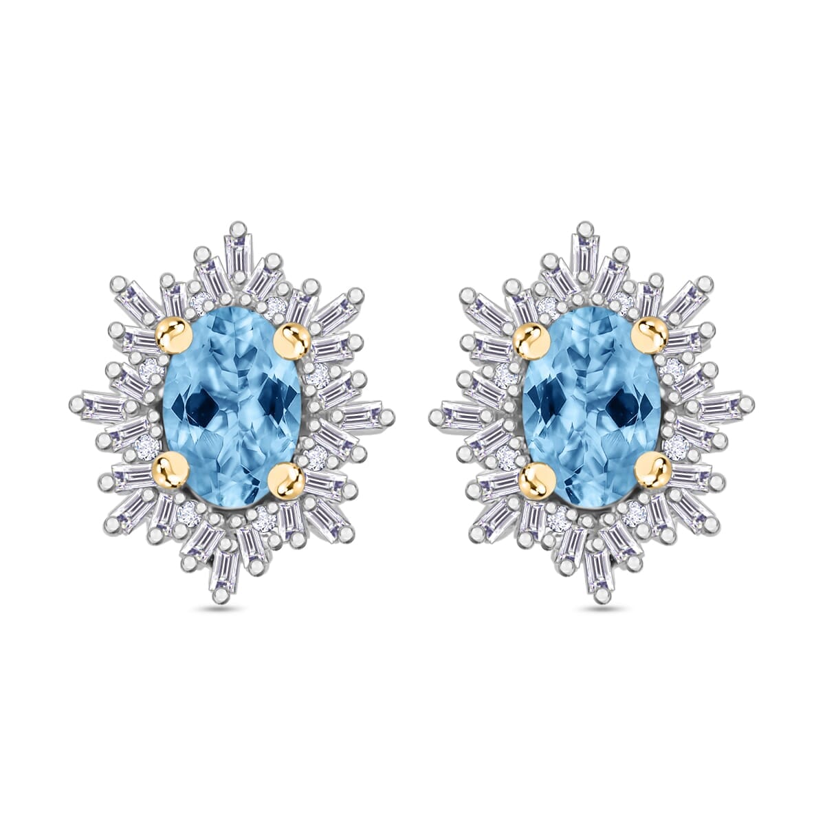 Rhapsody AAAA Santa Maria Aquamarine and E-F VS2 Diamond 1.17 ctw Earrings in 18K Yellow Gold image number 0