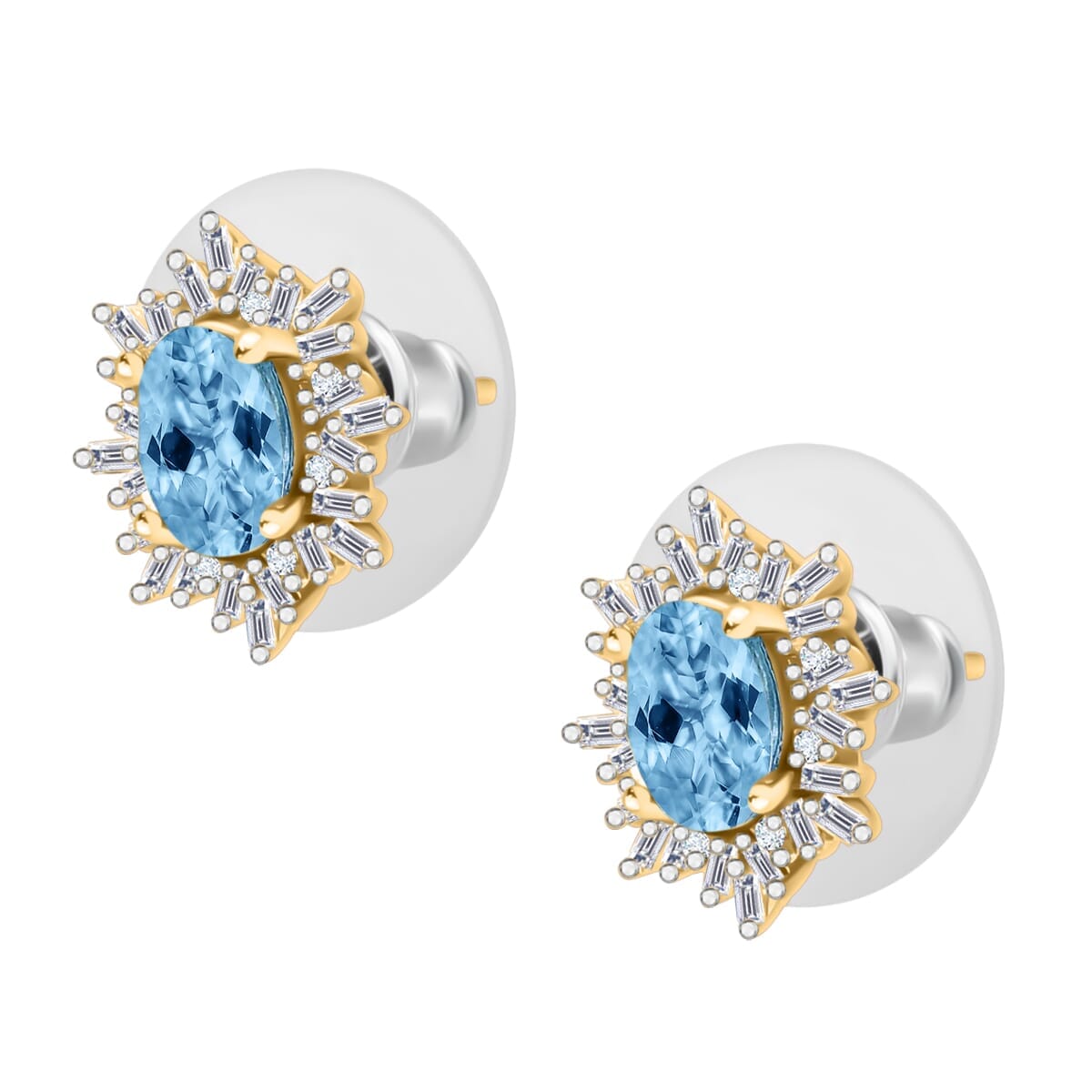 Rhapsody AAAA Santa Maria Aquamarine and E-F VS2 Diamond 1.17 ctw Earrings in 18K Yellow Gold image number 2