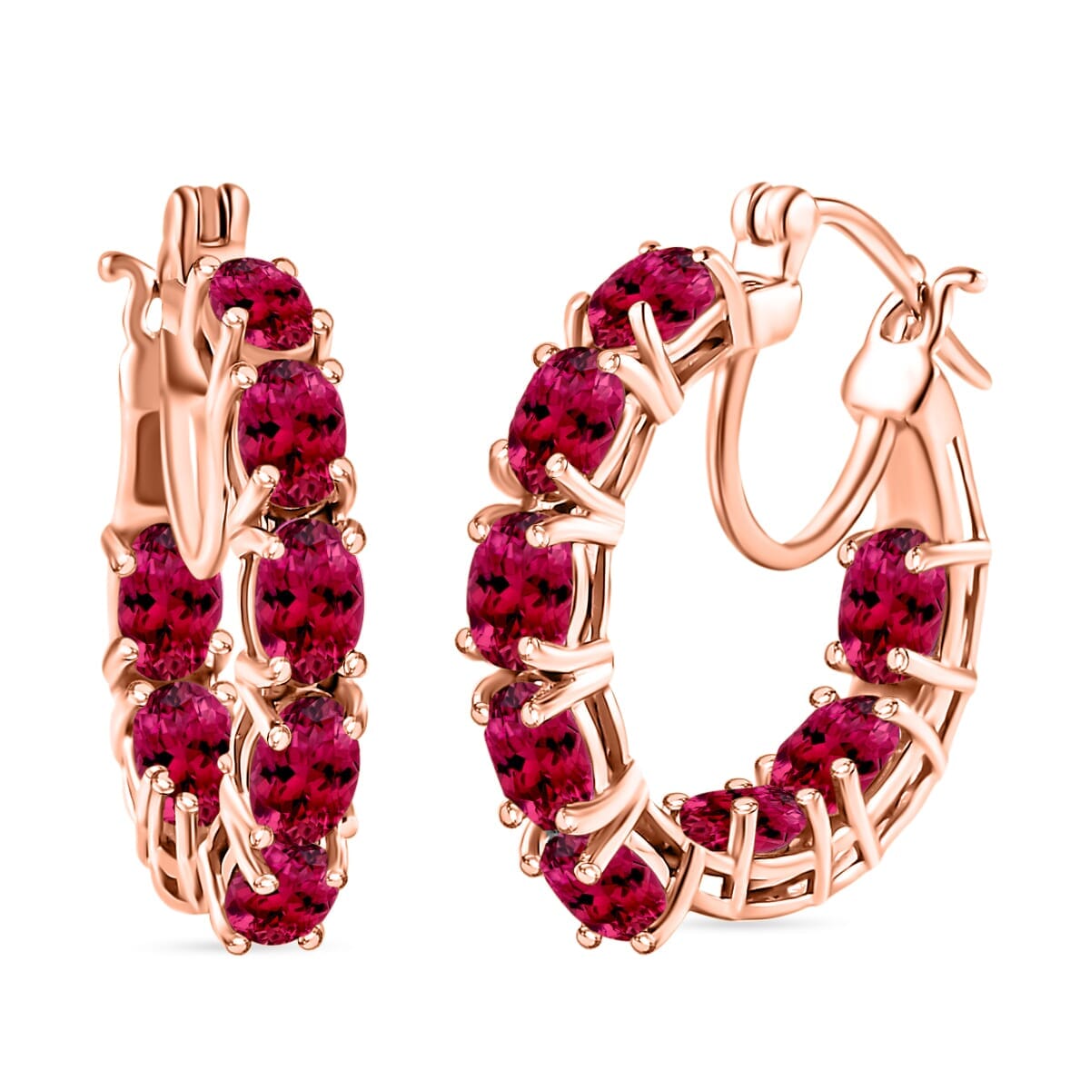 Rhapsody AAAA Ouro Fino Rubellite 10.40 ctw Inside-out Hoop Earrings in 18K Rose Gold image number 0