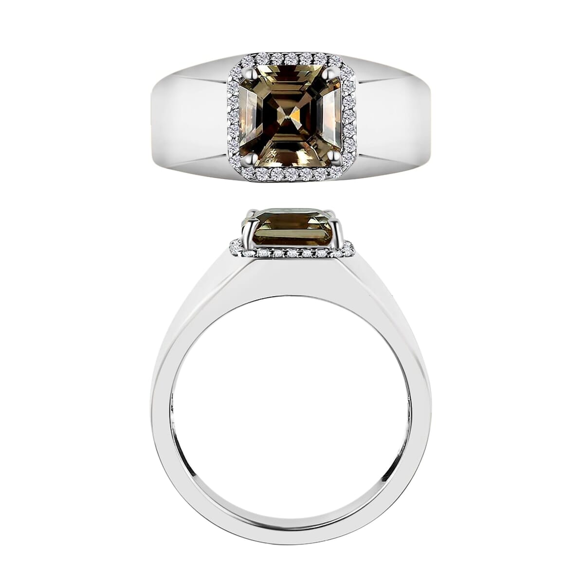 Rhapsody AAAA Turkizite and E-F VS2 Diamond Mens Ring in 18K White Gold (Size 7.5) 8.50 Grams 3.00 ctw image number 3