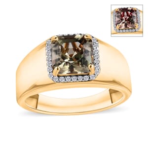 Rhapsody AAAA Turkizite and E-F VS2 Diamond Mens Ring in 18K Yellow Gold (Size 6.5) 8.50 Grams 3.00 ctw